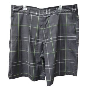 Joe‎ Boxer Plaid Golf Shorts Gray Green White Casual Size 38/40